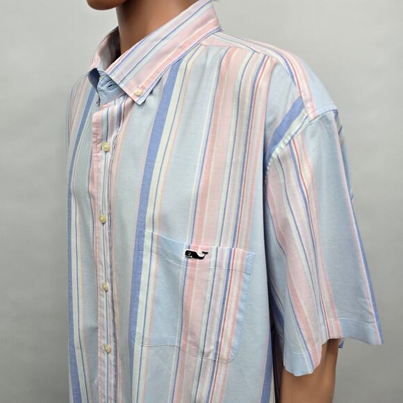 Vineyard Vines Stretch Cotton Short-Sleeve Awning Stripe Shirt S/S Men Big 2XB - Picture 10 of 15